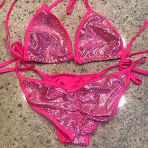 Hot Pink Mermaid scrunch butt bikini